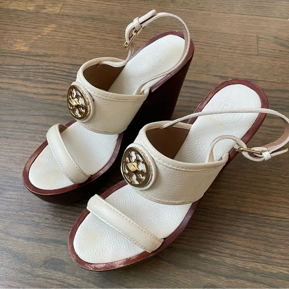 Tory Burch Selma Sandal Wedge White - Picture 3 of 16